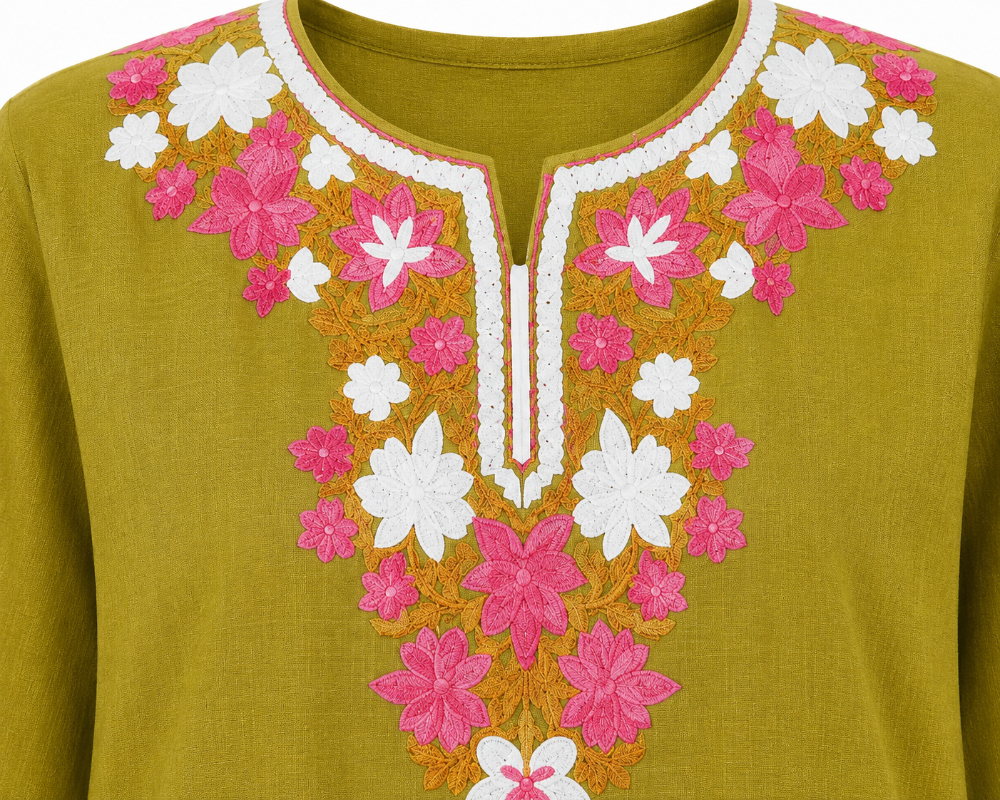 Kashmir Aari cotton Co-Ord Set | Light Moss Green